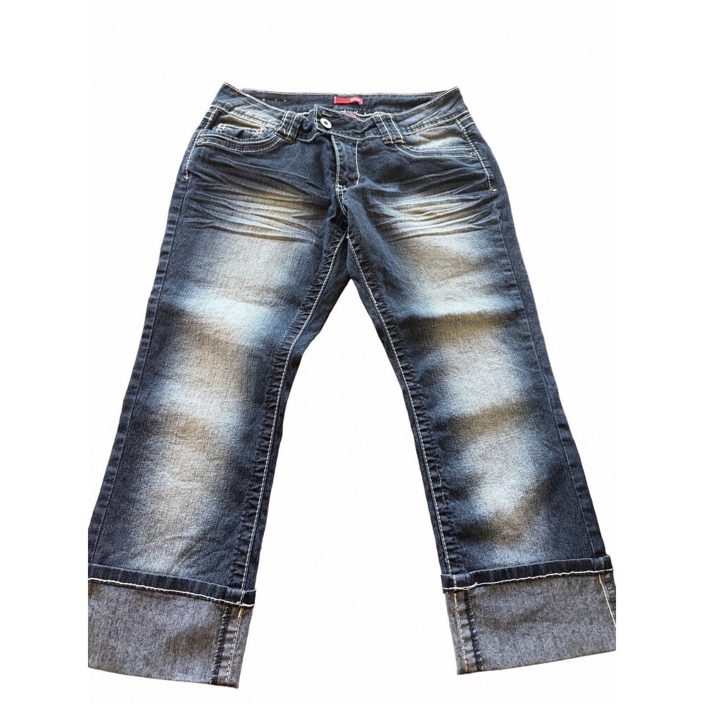 Bongo Girls Jeans Size 13 Blue Medium Wash Cropped Cuffed Denim